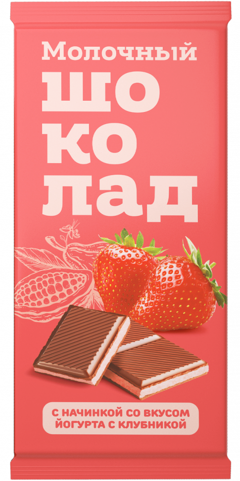  Меренга Шоколад молочный с начинкой Йогурт-Клубника,(блок 24шт по 80г)   в Твери