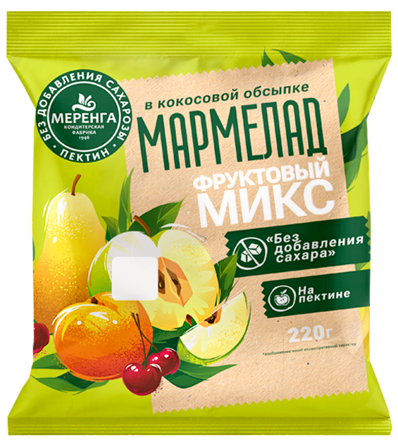 №1 Меренга Мармелад без сахара в кокосовой обсыпке Фруктовый микс, 220г   в Твери
