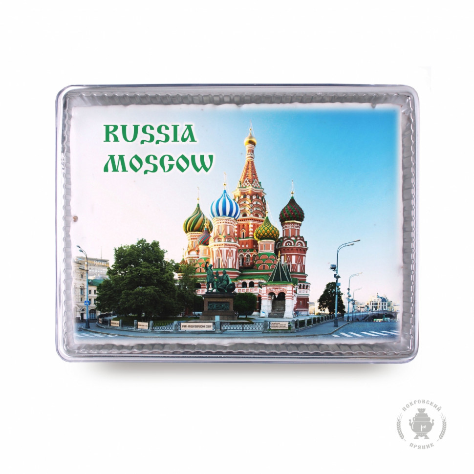  Пряник 600г RUSSIA MOSCOW с фотопечатью (в подарочной пластиковой упаковке)  в Твери