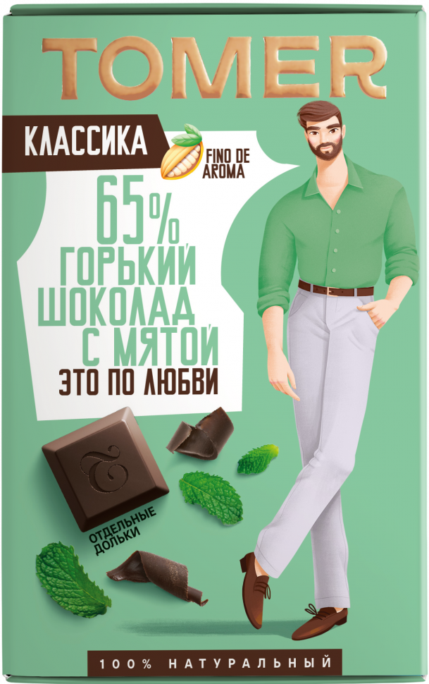  Фабрика Томер  Горький шоколад с МЯТОЙ, 90г в Твери